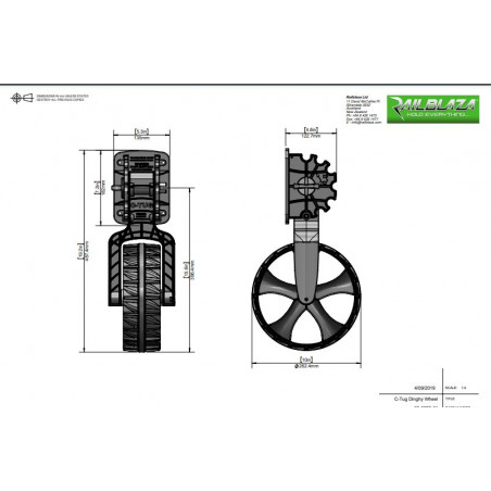 Heckspiegel-Räder für Schlauchboote C-Tug Dinghy wheels - Railblaza