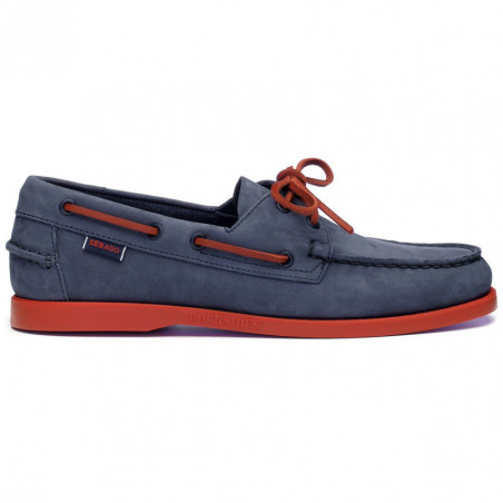 Bootsschuh PORTLAND Nubuk marineblau - Sohle und rote Spitze SEBAGO