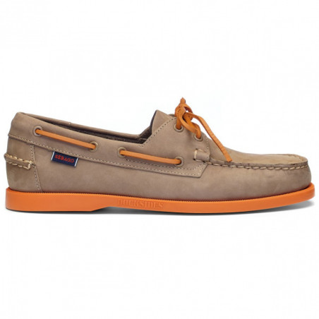 Bootsschuh PORTLAND Nubuk taupe - Sohle und orangefarbene Spitze SEBAGO