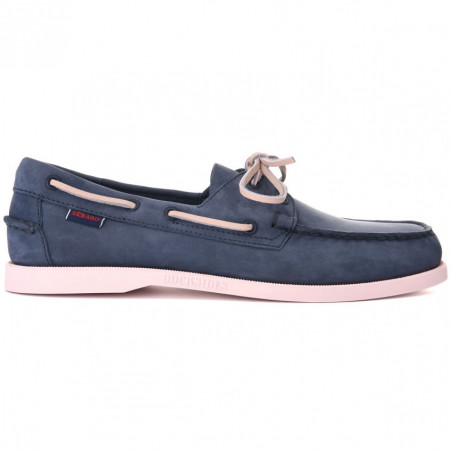 Bootsschuh PORTLAND Nubuk marineblau - Sohle und rosa Spitze SEBAGO