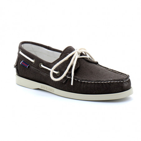 Chaussure bateau docksides portland washed canvas marron foncé - sebago