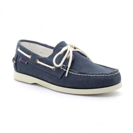 Chaussure bateau docksides portland washed canvas bleu marine - sebago