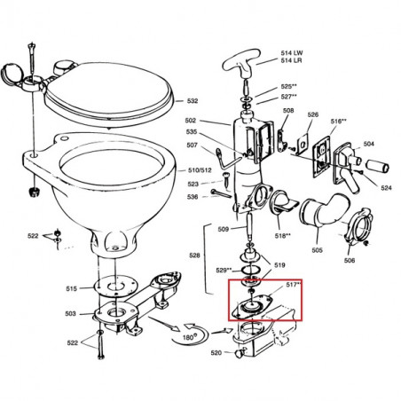 Clapet embase pour WC manuel et baïonnette - RM69